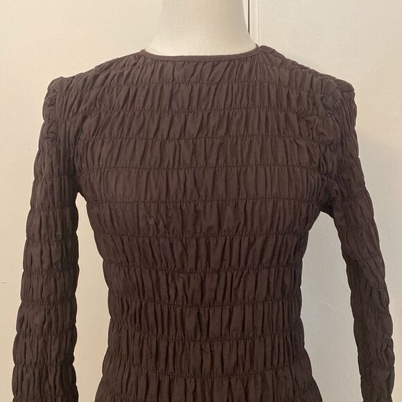 Dolls Kill Another Girl Chocolate Brown Smocked Mini Dress Size 4 - Picture 3 of 13